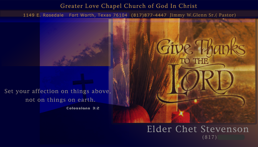 Chet Stevenson card - Greater Love Chapel COGIC